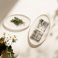 Kook Serving Dishes, Powder White, Oval Shape, Ribbed Rim, Large/Small, Set of 2, Tidal Collection