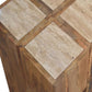 Solid Wood Travertine Top Block Side Table