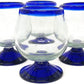 Cobalt Blue Rim Cognac Snifter Tequila Glasses - Set of 4