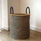 Handwoven Hamper - Natural with Black Stripes - Medium
