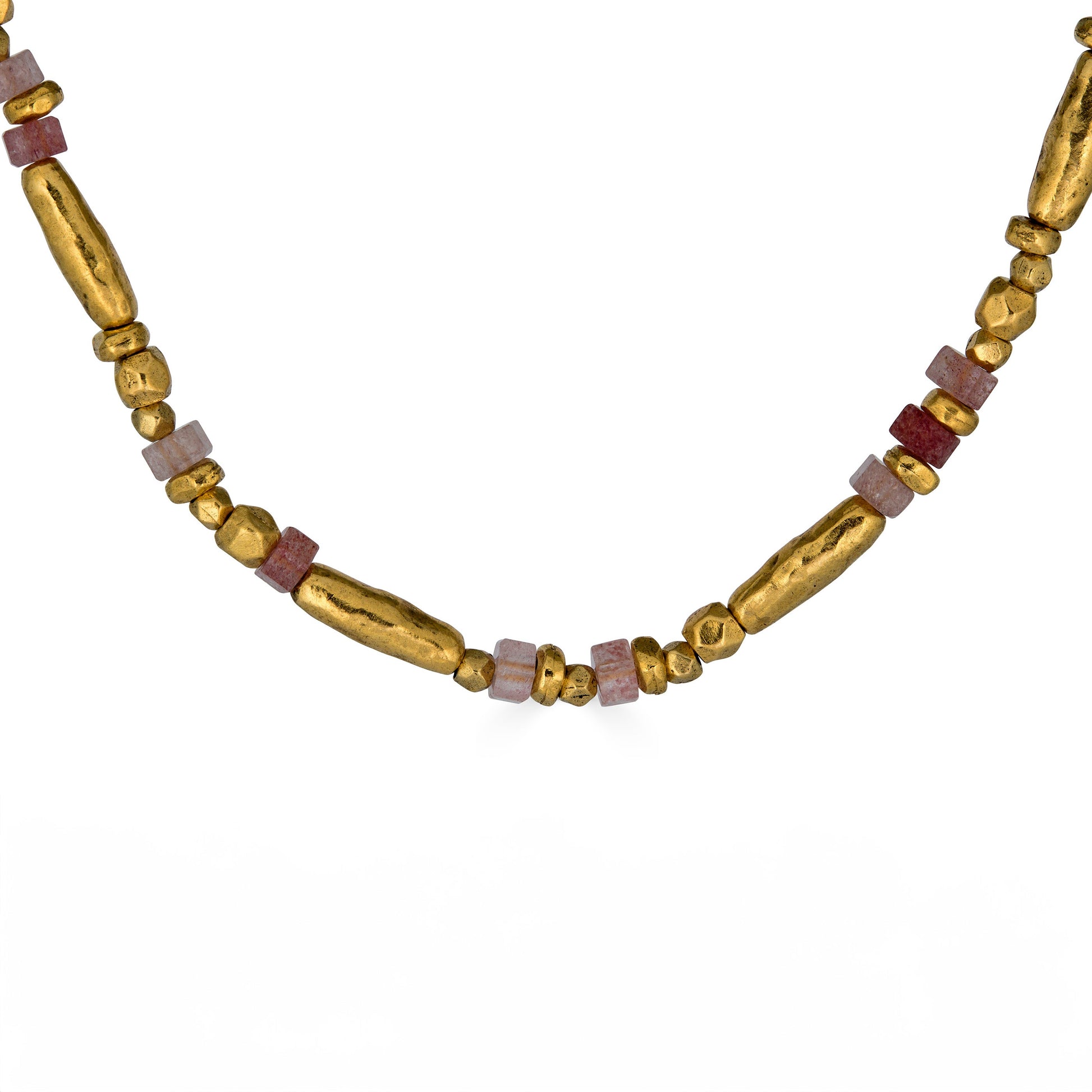 Pink Strawberry Quartz Bead Necklace