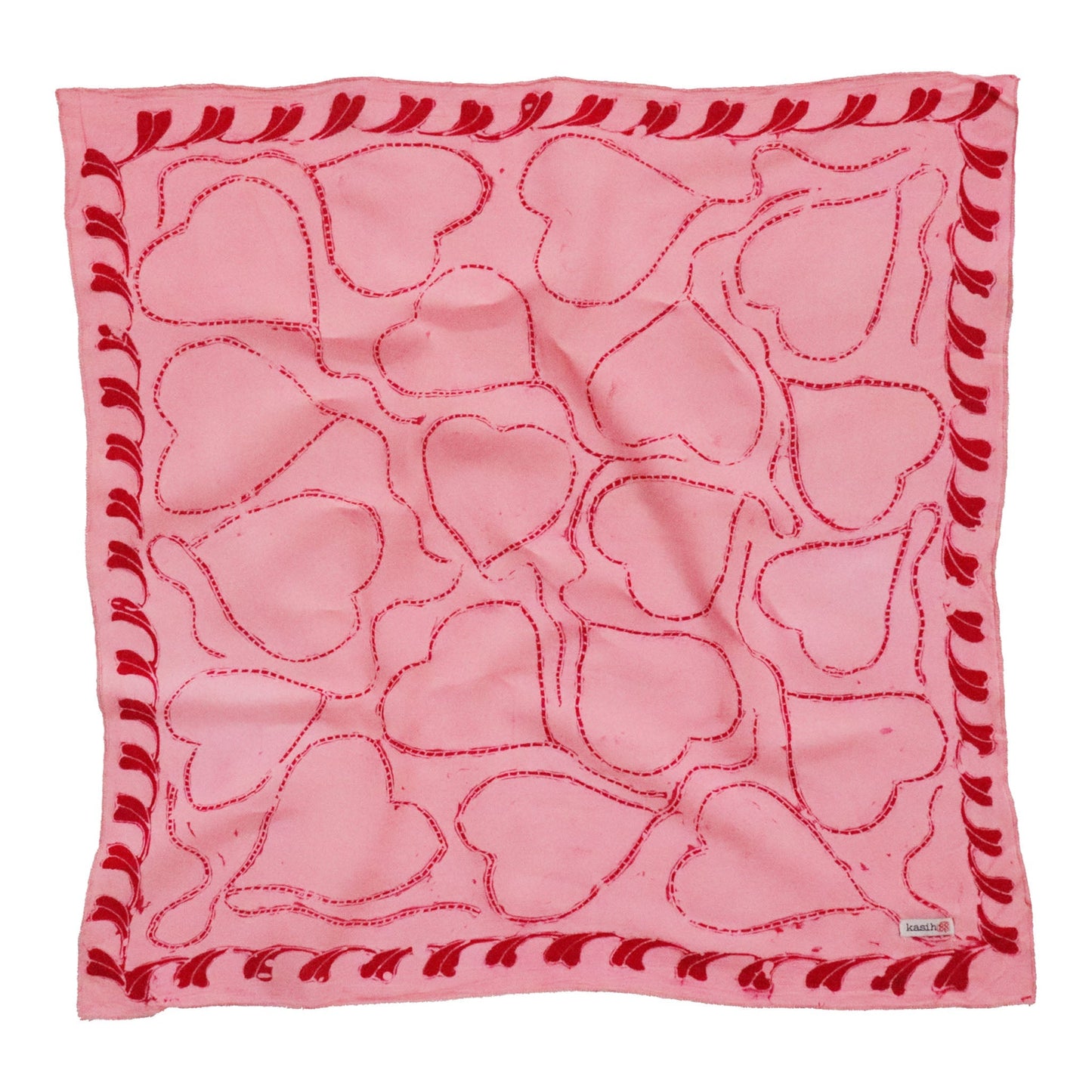 Full Hand Drawn Batik Tulis Bandana Authentic, 100% Soft Cotton, Pink Heart, Mother's Day Gift