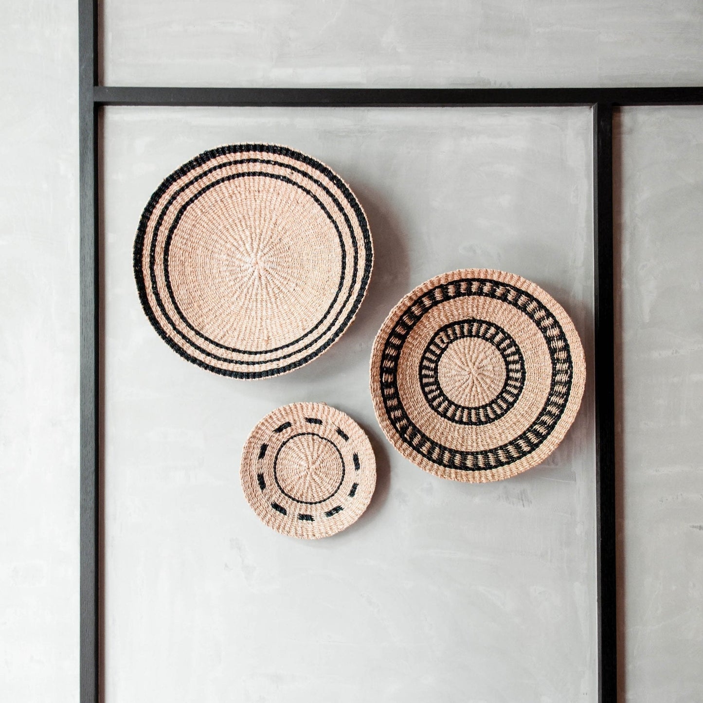 Natural + Black Wall Baskets, Large