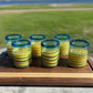 Set of 6 Tumbler Glasses with Aqua Spiral Design