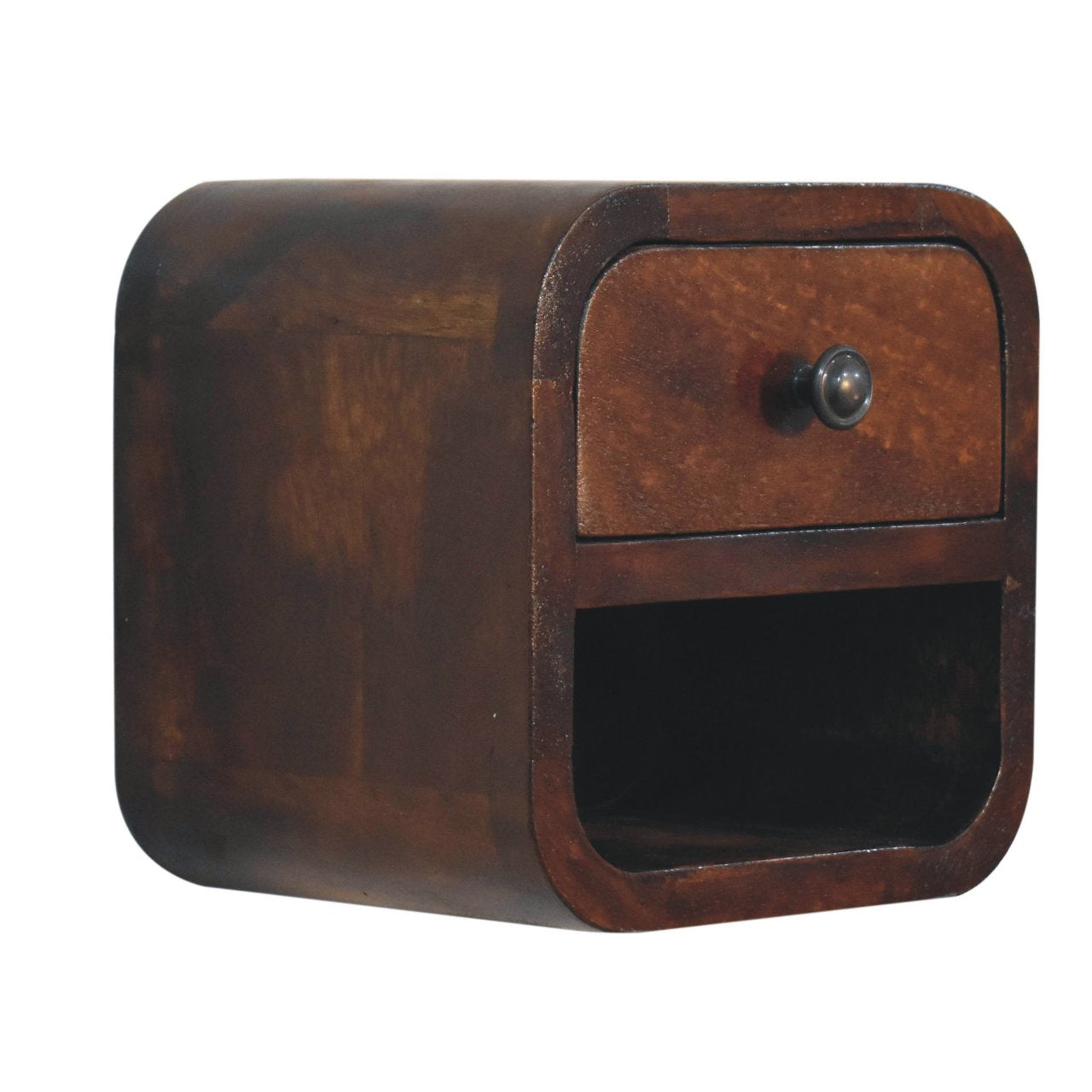 Extra Mini Curved Chestnut Bedside Table