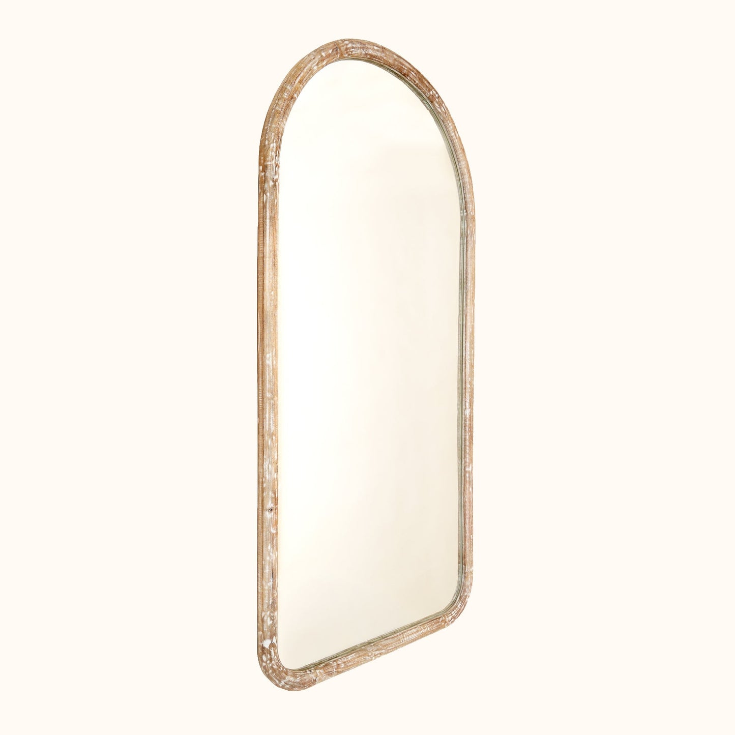 Arched Full Length Wall Mirror with Mango Wood Frame, 36x72"