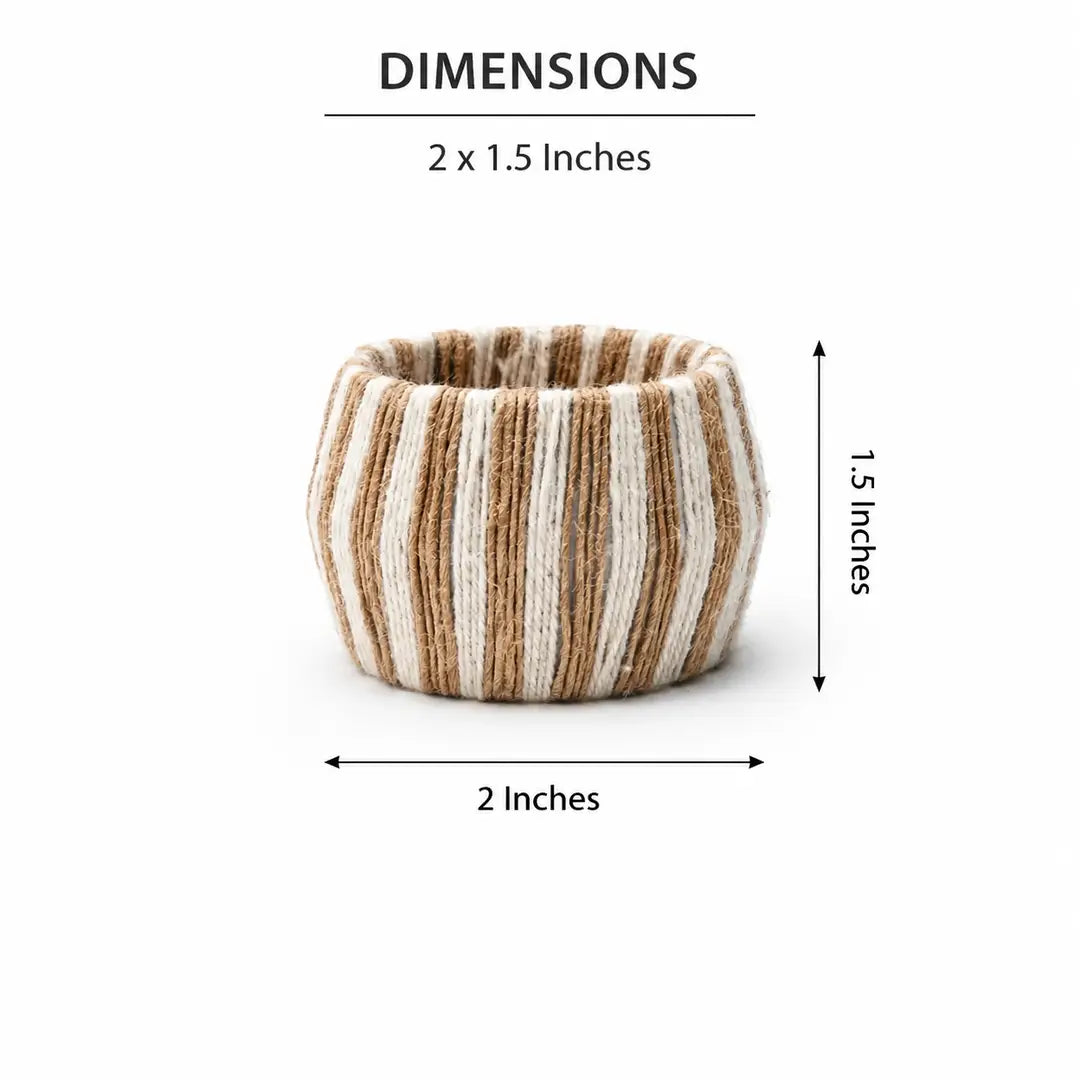 Thread Napkin Rings | Set of 4 | 100% Mango Wood | 1.57" dia