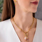 Peach Baroque Pearl Charm Cluster Necklace