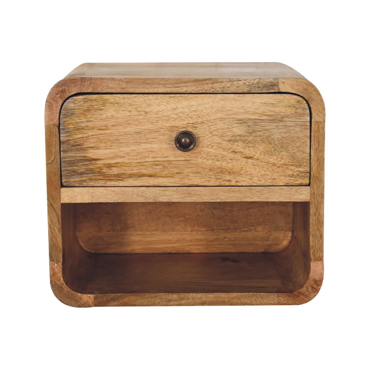 Solid Wood Mini Oak-ish Floating Open Bedside Table