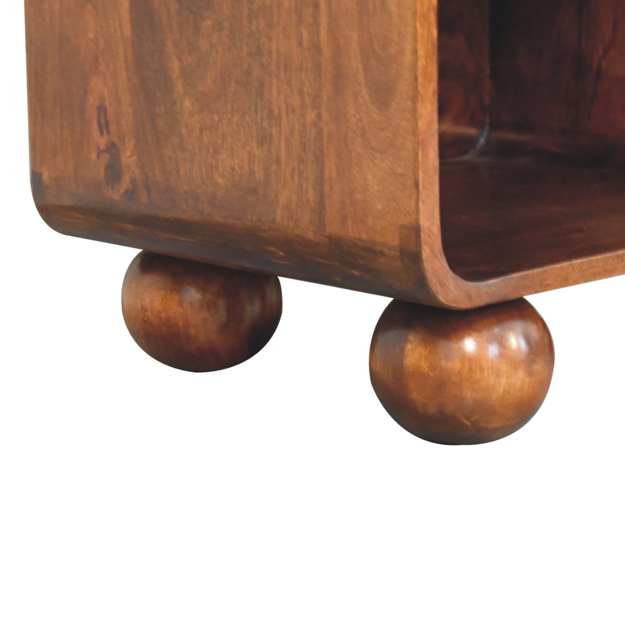 Solid Wood Chestnut Open Woven Bedside Table
