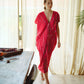 Madella Hand Dyed Kaftan Dress in Tomato