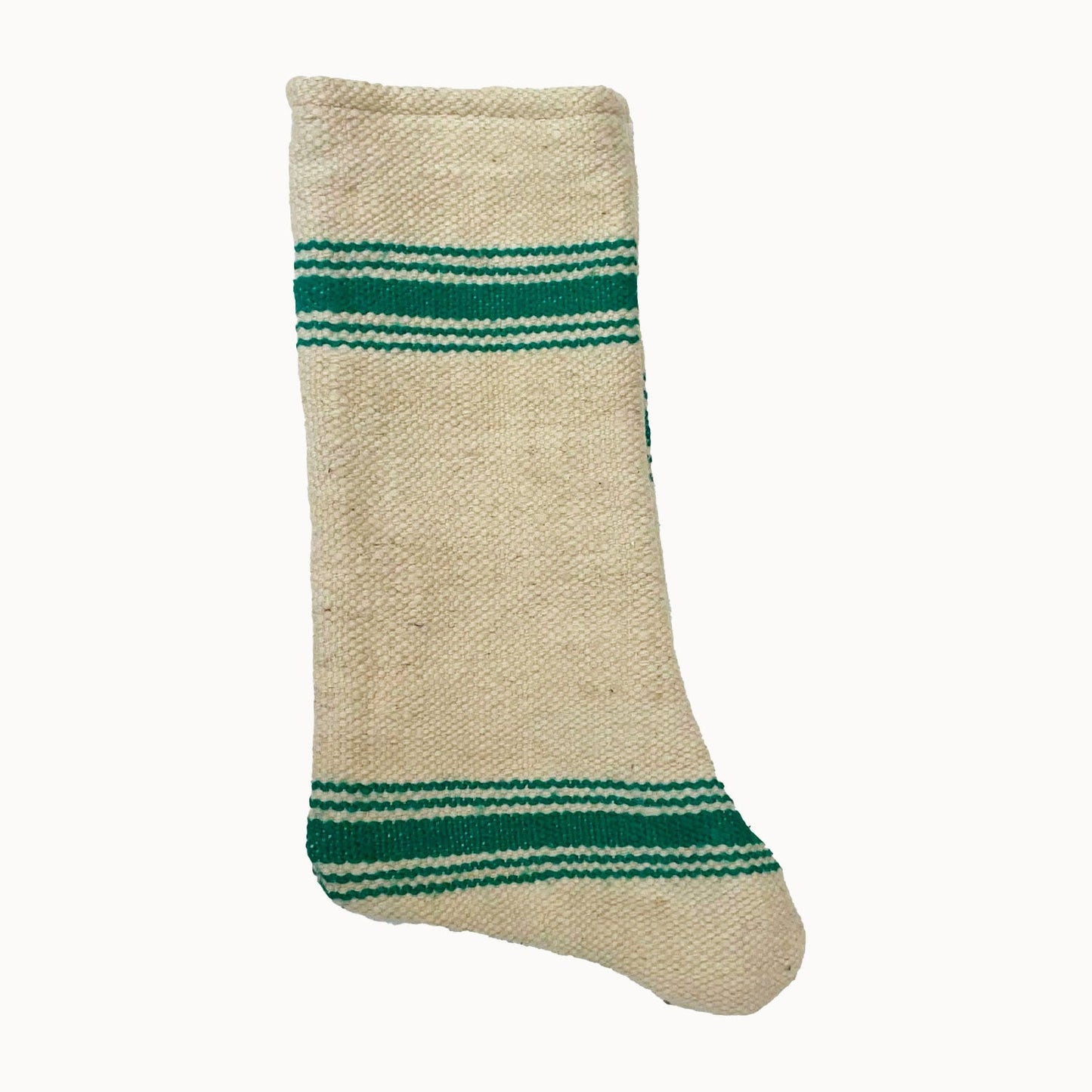 Handwoven Christmas Stocking | Green Stripe
