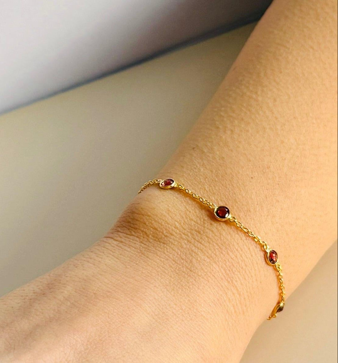 January Birthstone Bracelet — Garnet