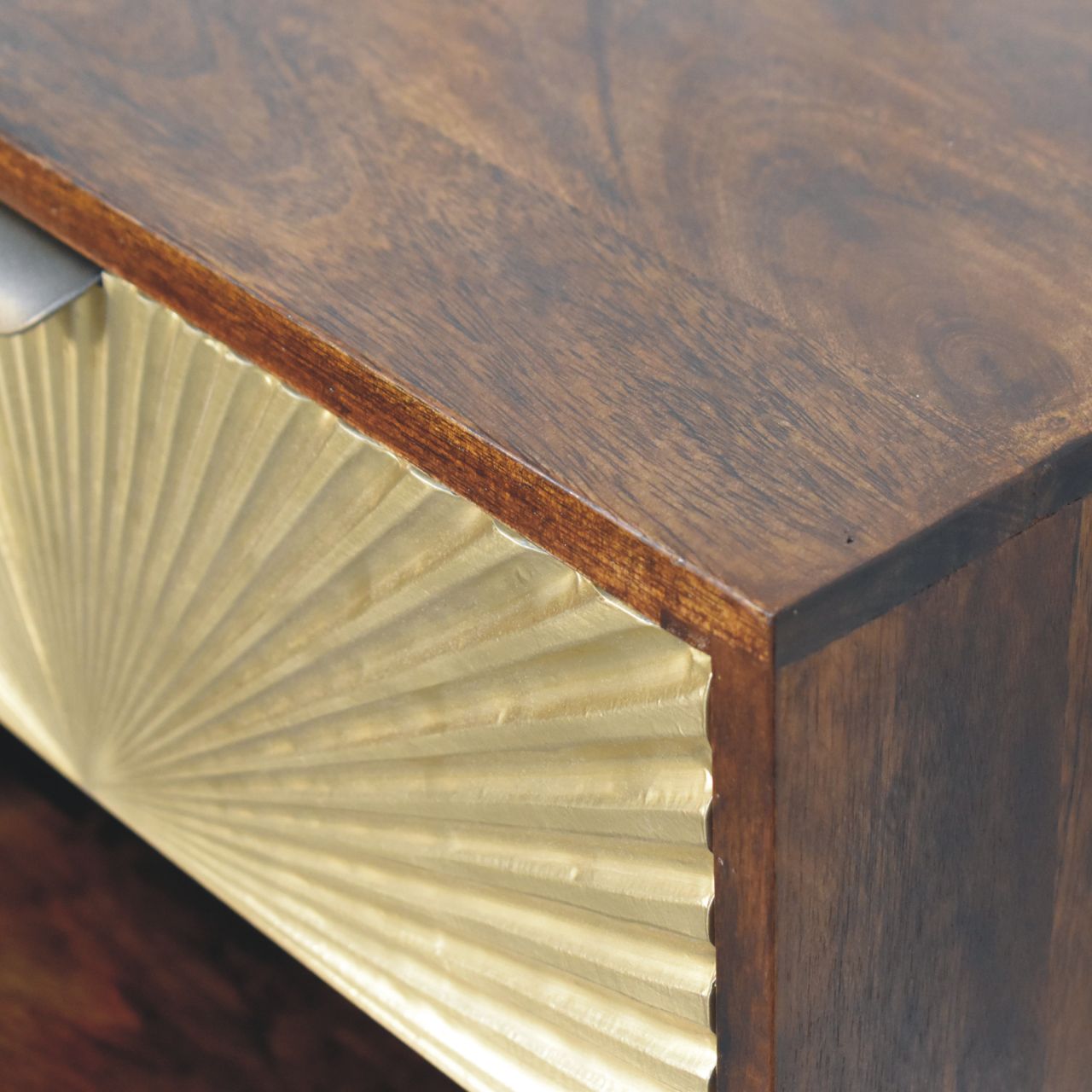 Solid Wood Sunburst Wall-Mounted Bedside