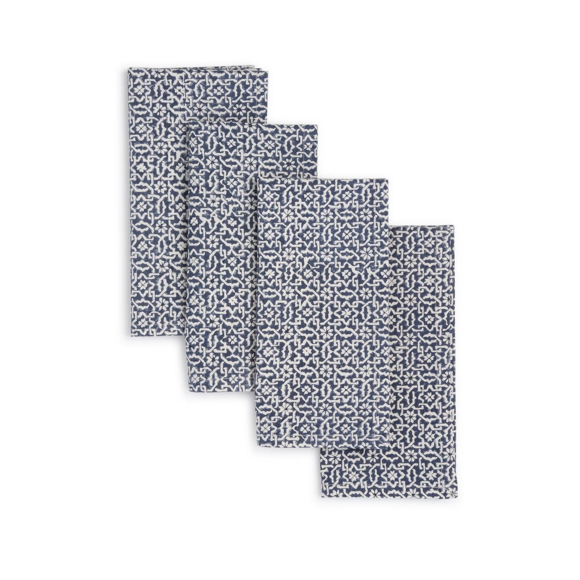 VERTEX Hand Block Printed Napkins - Set of 4. Cotton - Fair Trade - Artisan Made