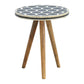Solid Wood Bone Inlay Tripod Stool, Black and White