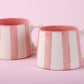 Ceramic Pink Stripe  Coffee cup- 220ml - 3.5 x 2.5 Inches (Set of 2)