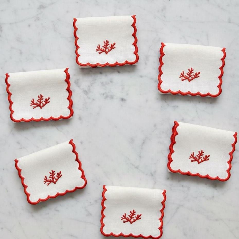 Embroidered Reef Cocktail Napkin (Set of 6)