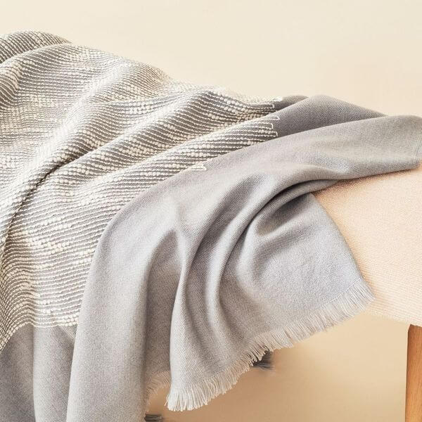Flo Gray Textured Handloom Merino Throw