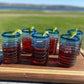 Set of 6 Glasses with an Aqua Spiral Design