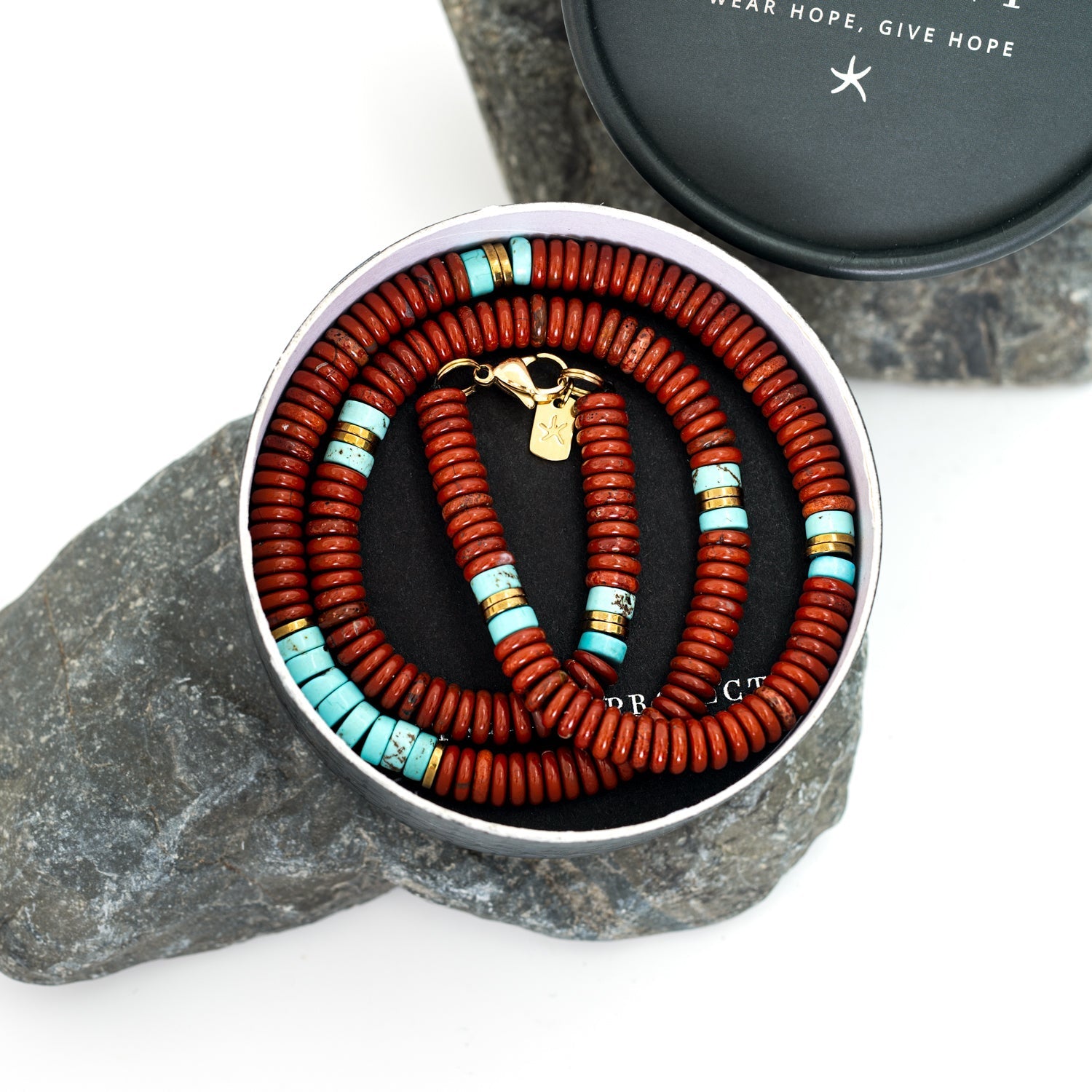 Nomadic Turquoise & Red Jasper Rope Beaded Necklace