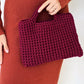 Wendy Top Handle Knit Clutch in Burgundy