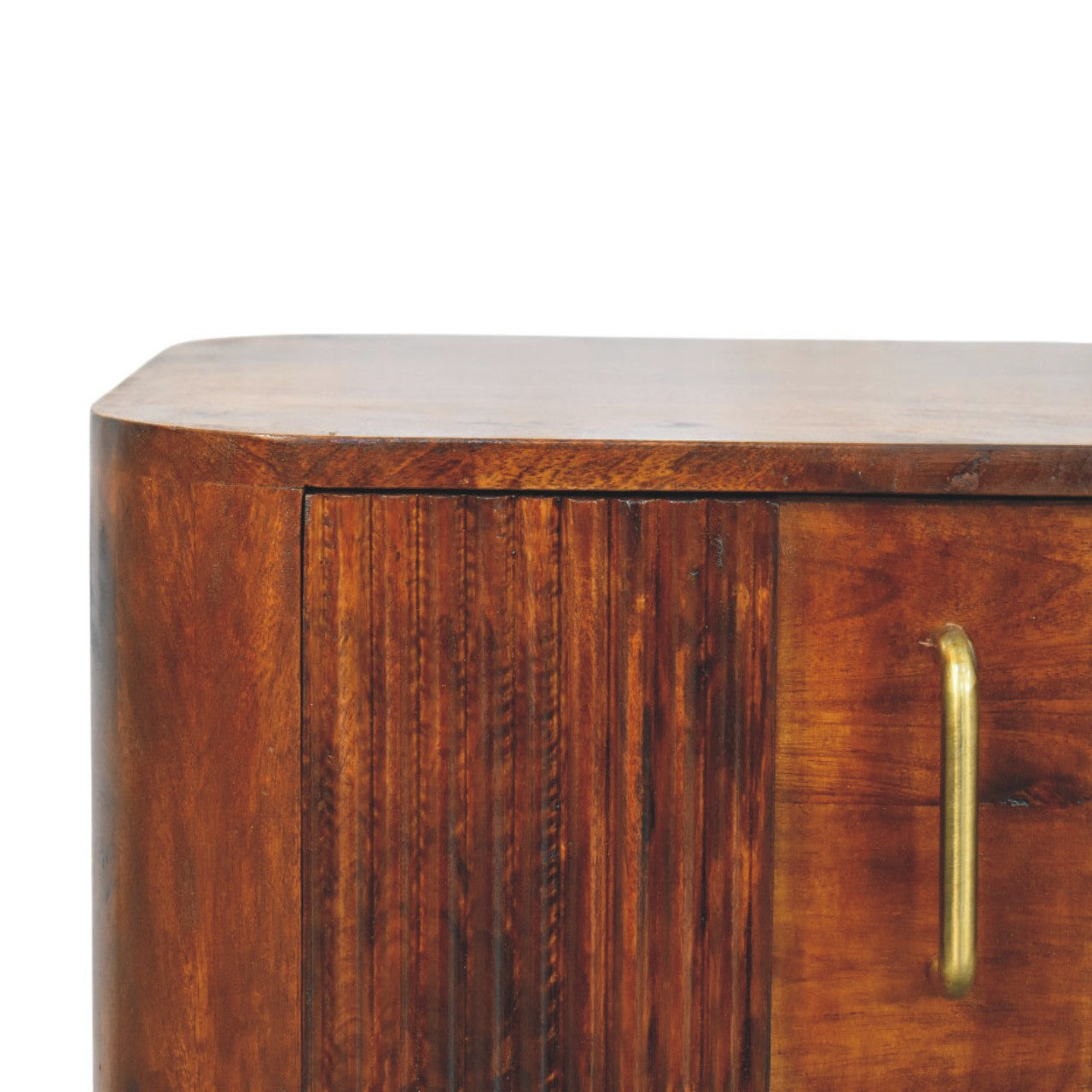 Solid Wood Ribera Bedside Table 2 Drawers Brown