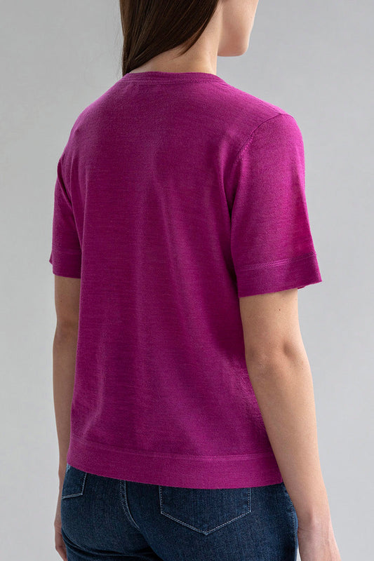 CREW NECK SWEATER TEE - FUCHSIA