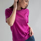CREW NECK SWEATER TEE - FUCHSIA