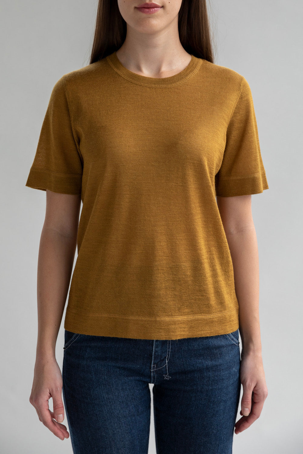 CREW NECK SWEATER TEE - GOLDEN