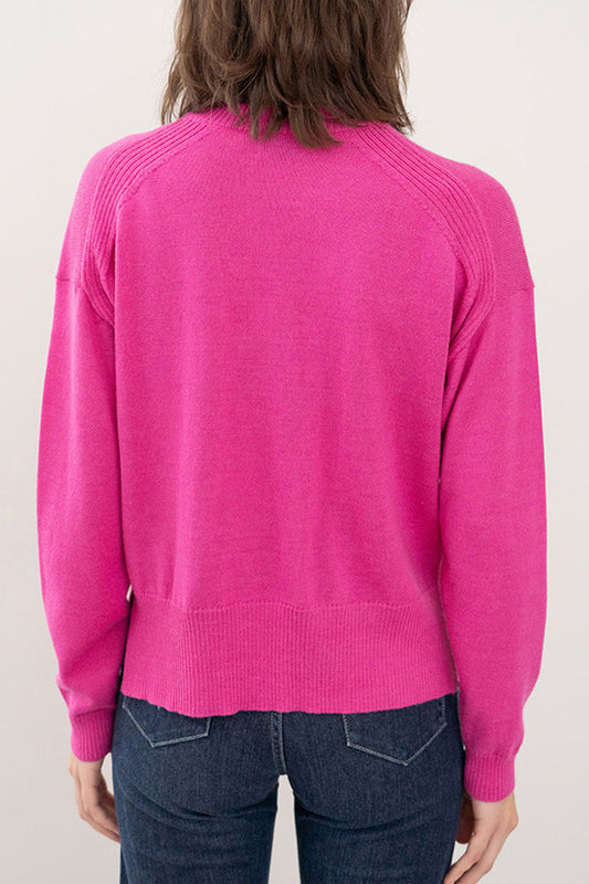 CREW NECK BOXY PULLOVER - MAGENTA