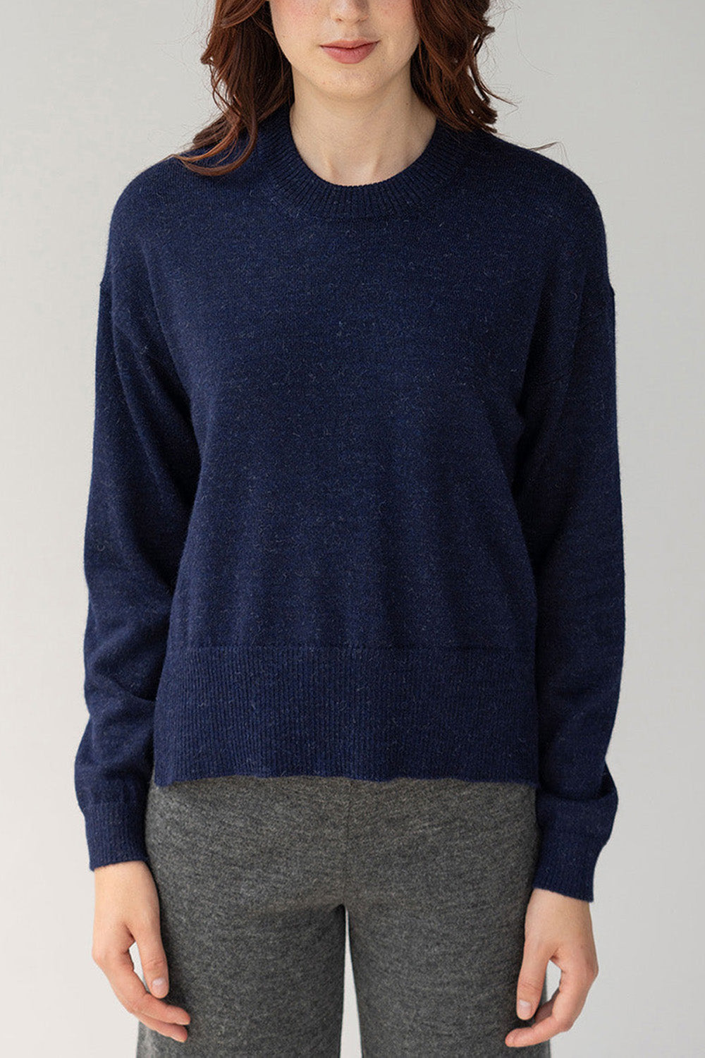 CREW NECK BOXY PULLOVER - NAVY