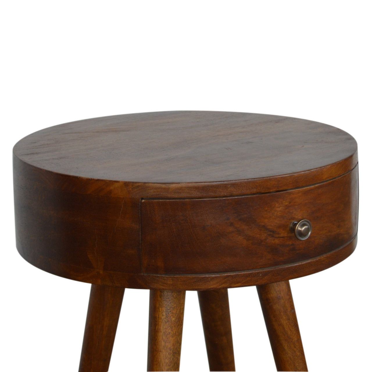 Solid Wood Nordic Chestnut Circular Nightstand