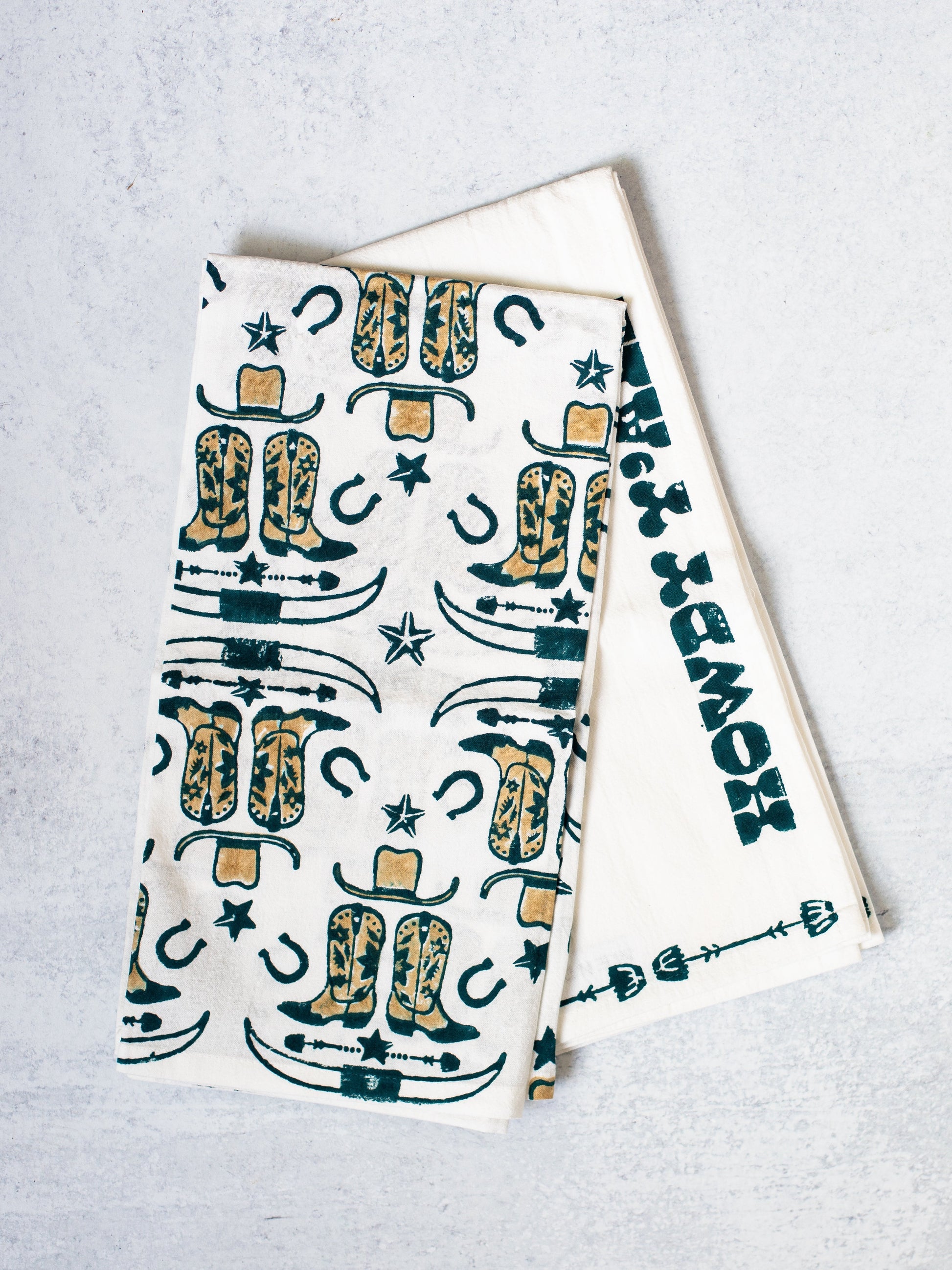 S/2 Tea Towel Set - Howdy Cowgirl, Midnight