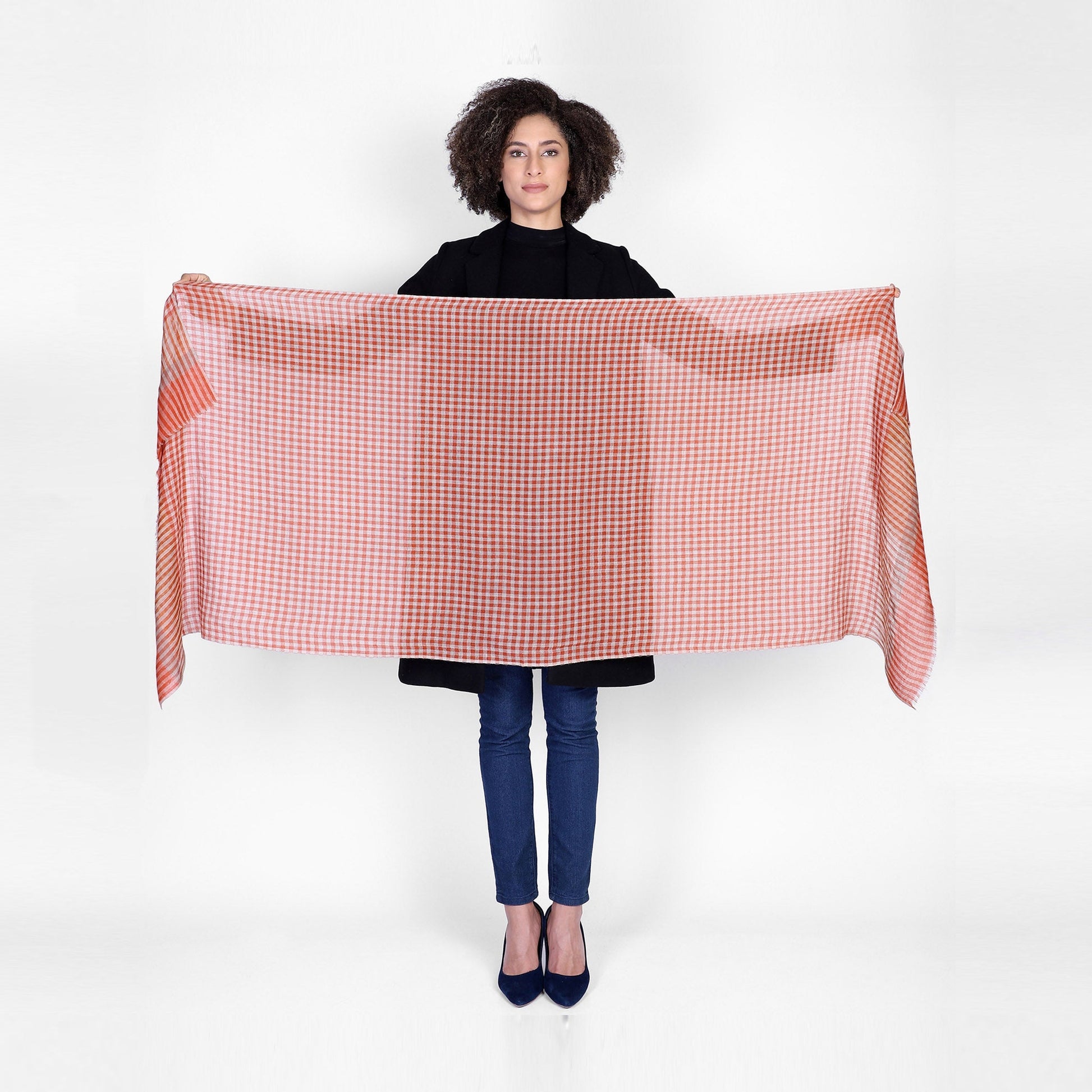 Classic Mini Plaid Scarf - Orange