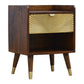 Solid Wood Manila Gold Nightstand, 1 Drawer, 1 Open Slot, Dark Brown