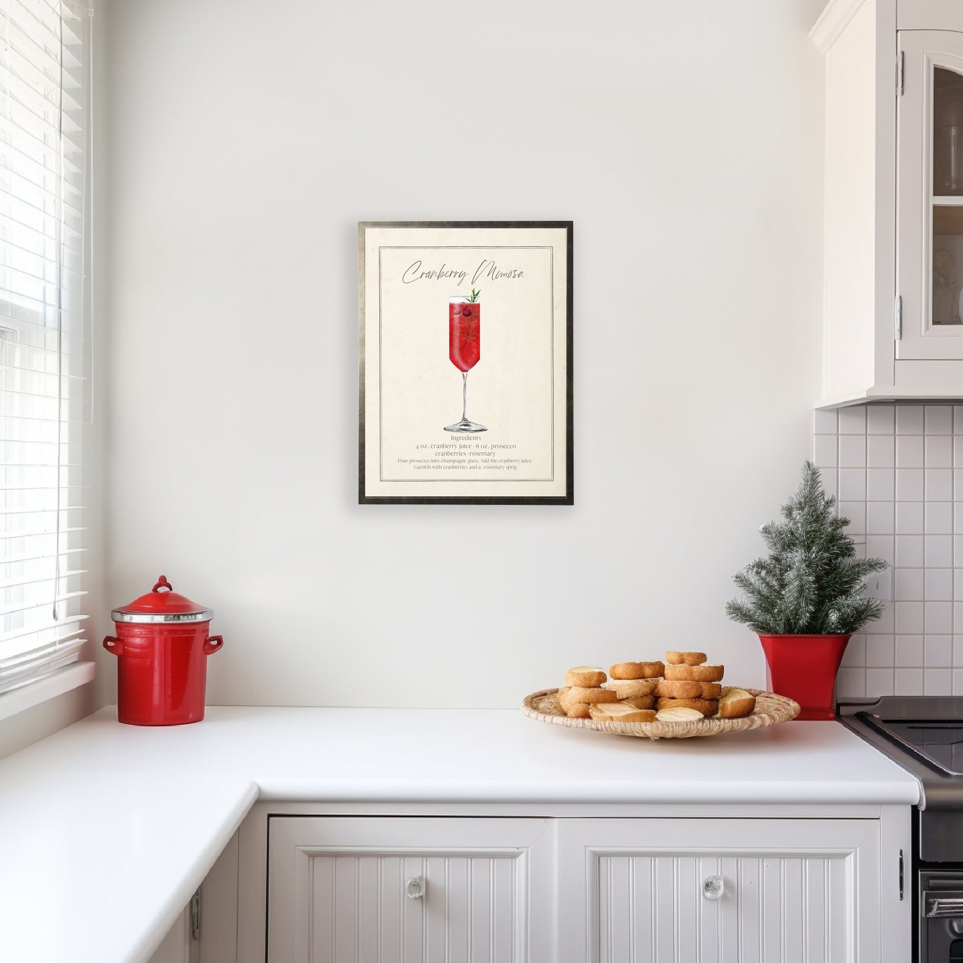 Watercolor Cranberry Mimosa Cocktail and Recipe