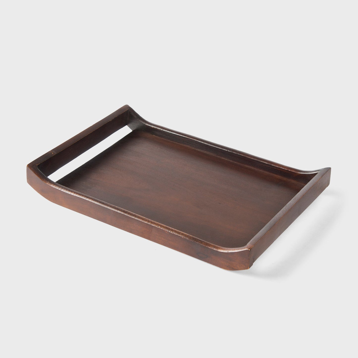 Acacia Wood Serving Tray Set of 2 in Urban Walnut Finish