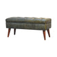 Solid Wood Harbour Leather Upholstered Bench
