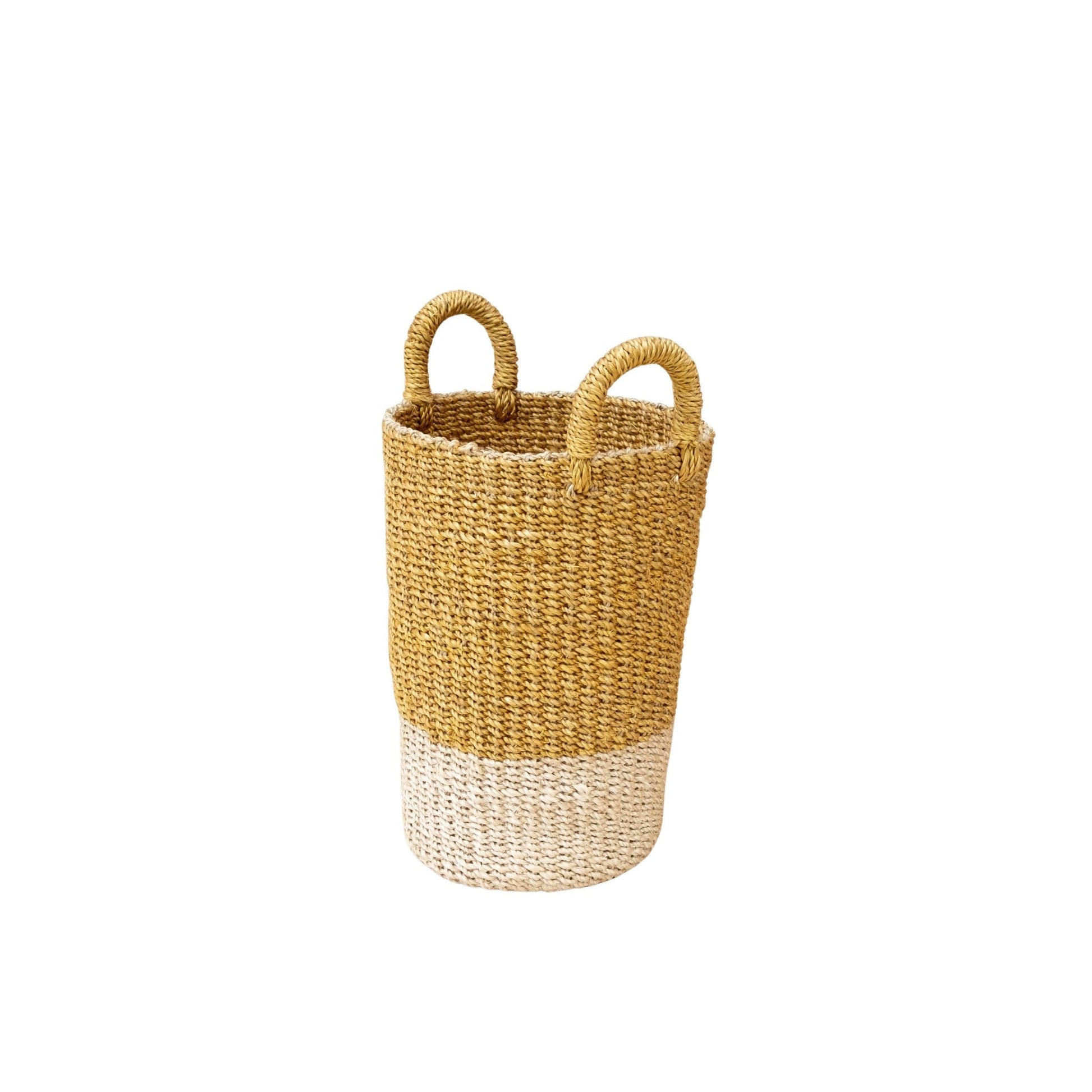 Mustard Tall Woven Basket Vase