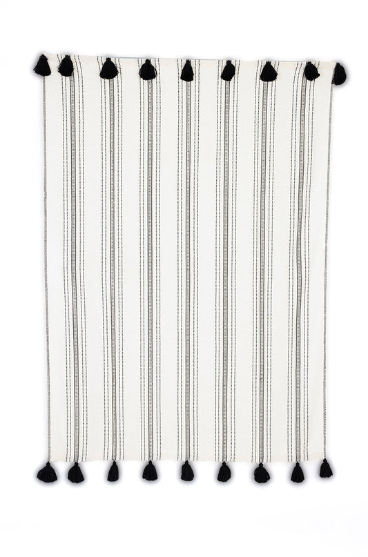 Miska Collection - Handloomed Alpaca - Ink & Ivory Pinstripe