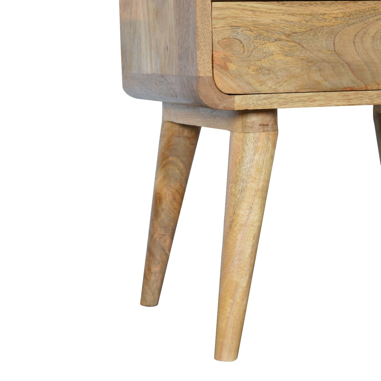 Solid Wood Curved Bedside, 2 Drawers
