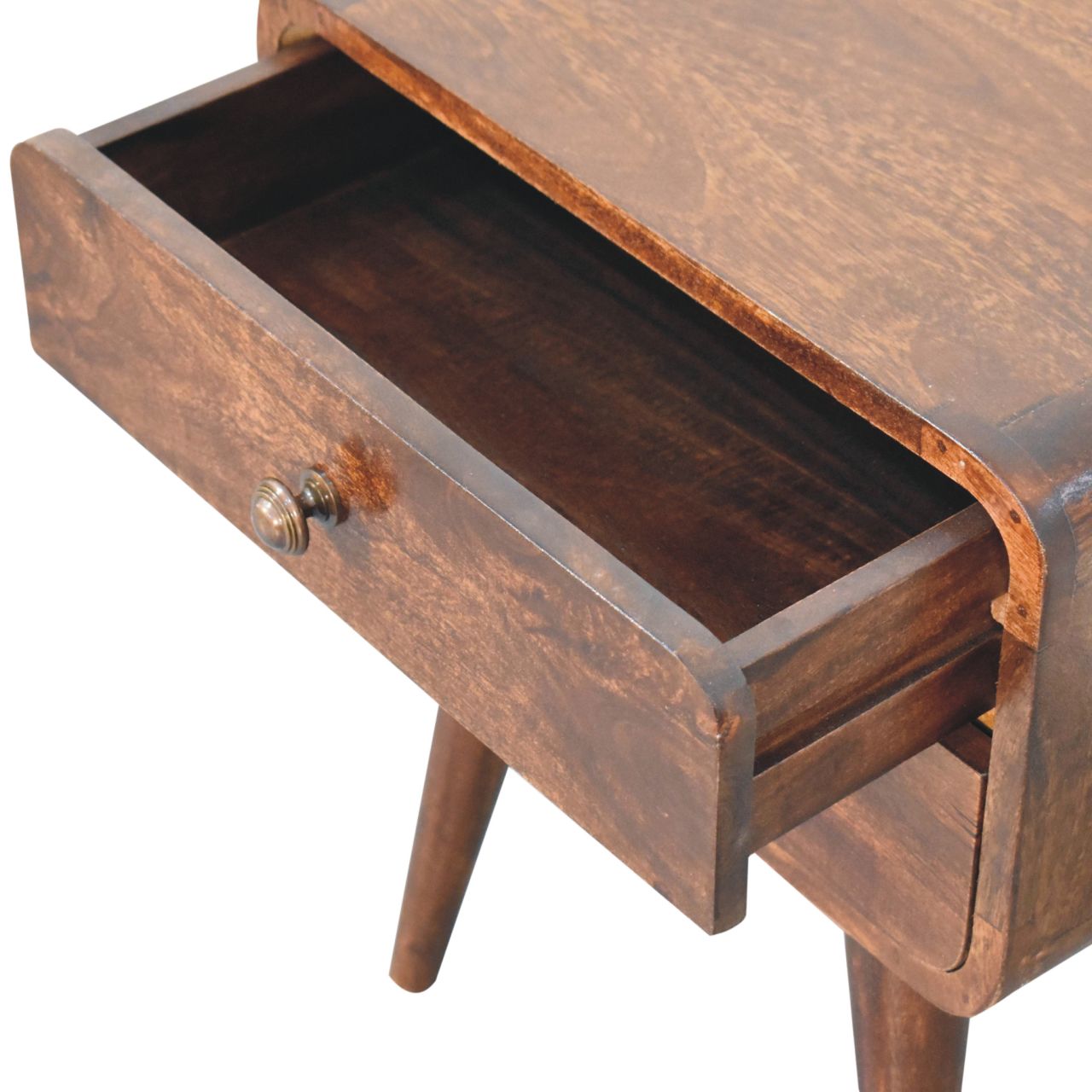 Solid Wood Curved California Walnut Nightstand