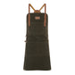 Waxed Canvas Work Apron with Leather Straps & Utility Pockets