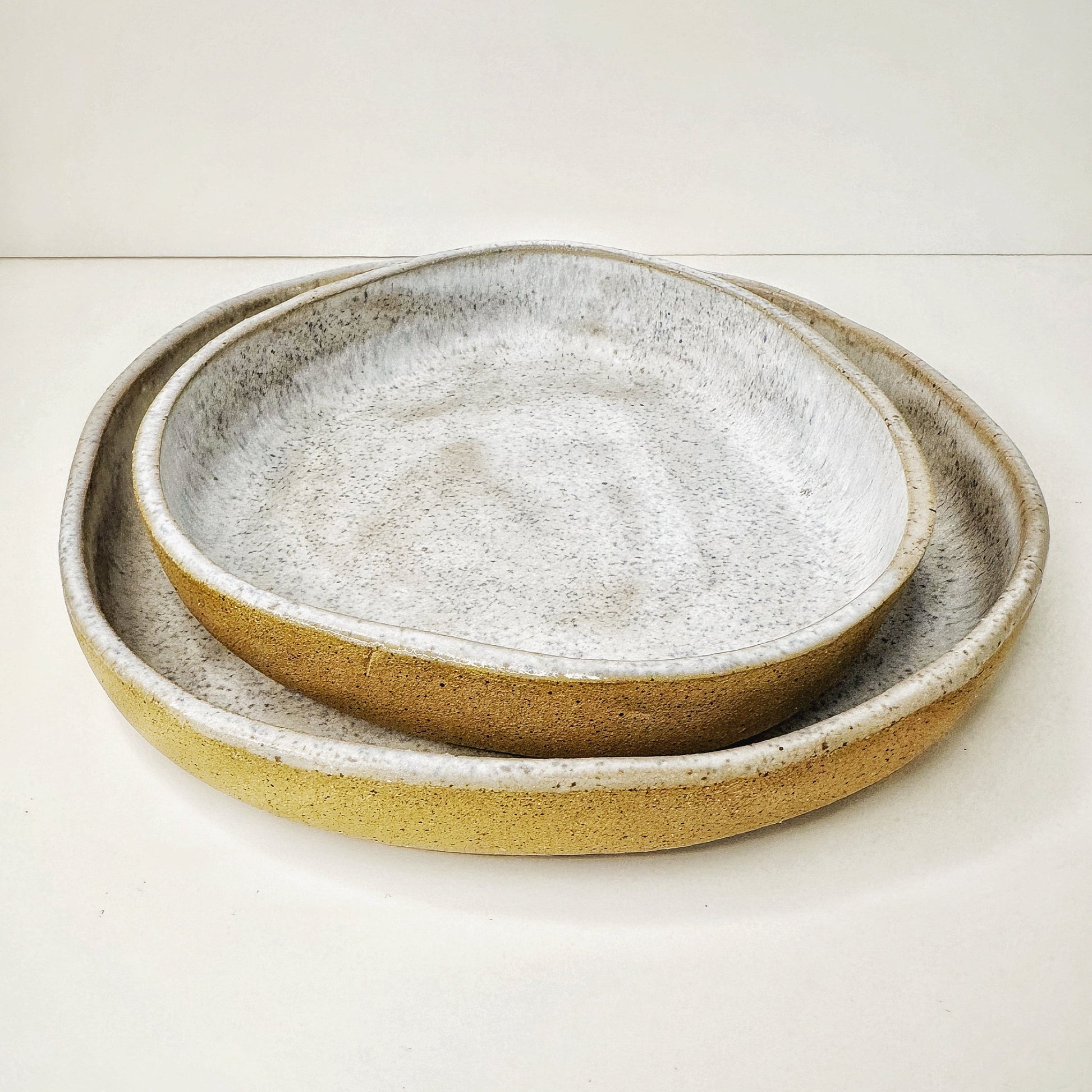 Handmade Ceramic PLATES BUNDLE | Color: Ocean Sand. (Sizes: 8.5" & 6")