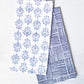S/2 Tea Towel Set - Lotus & Stripe, Navy