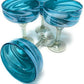 Aqua Swirl Design Margarita Glasses - Set of 4