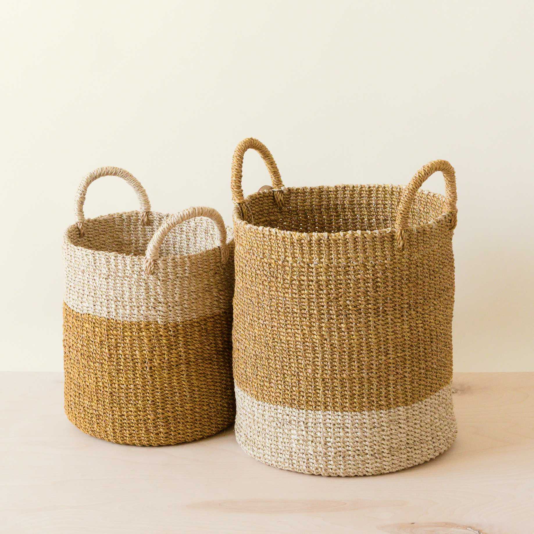 S/2 Mustard Baskets with Handle