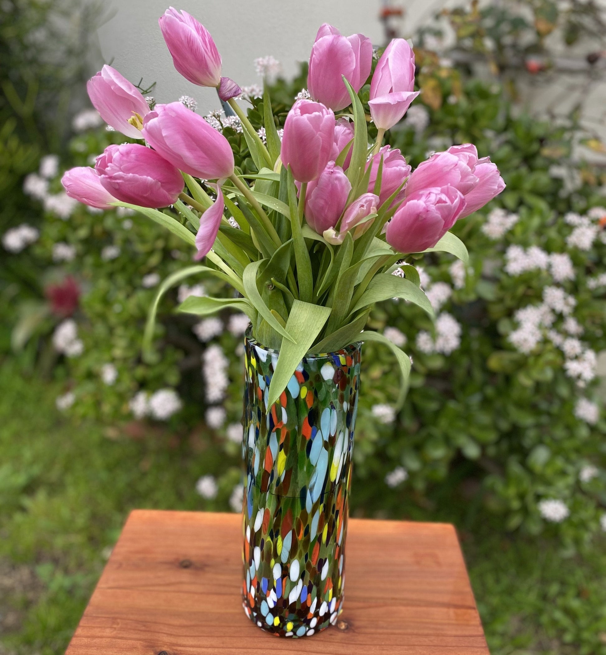 Glass Vase with Confetti Carmen Design