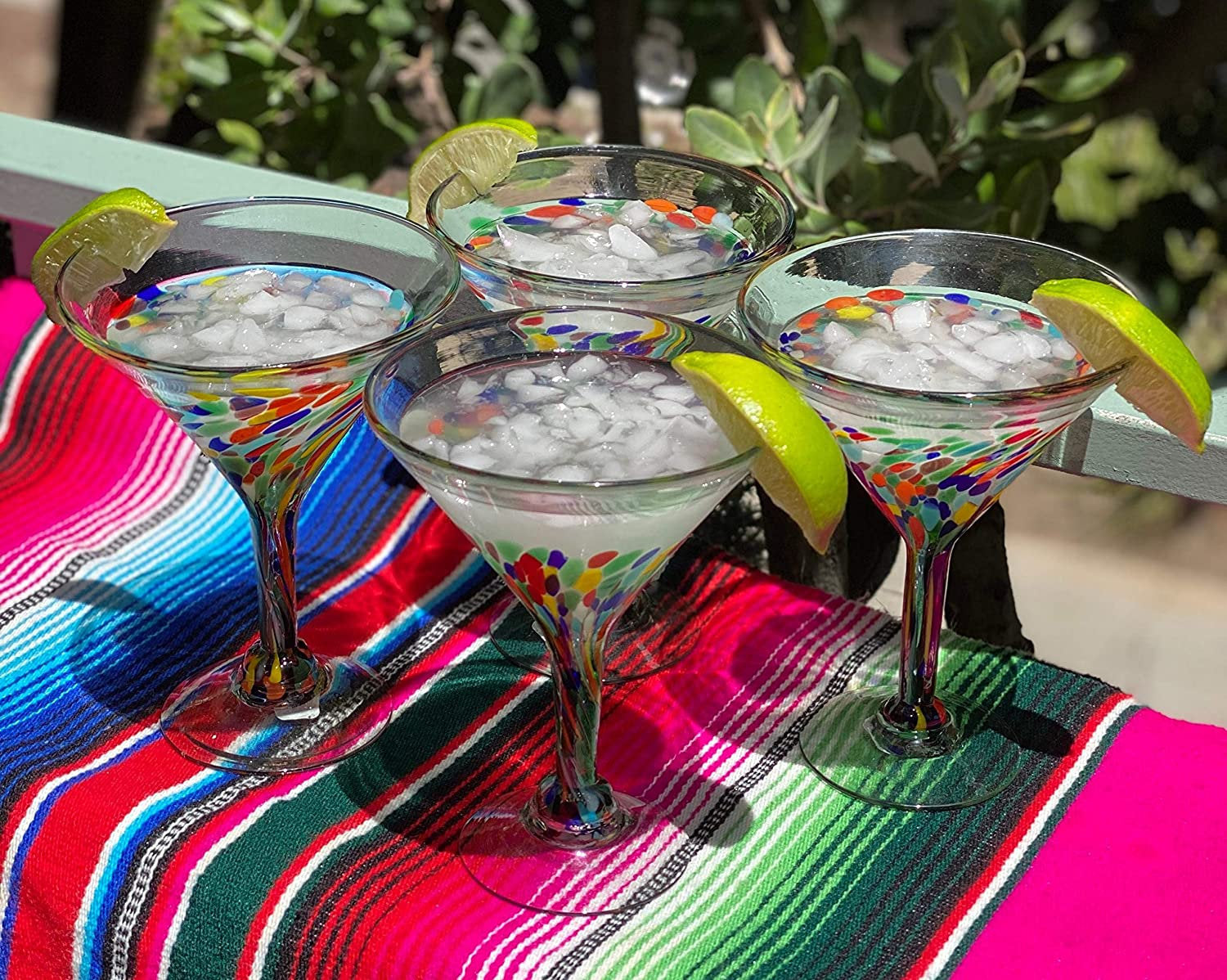Confetti Carmen Design Margarita Glasses - Martini Style - Set of 4
